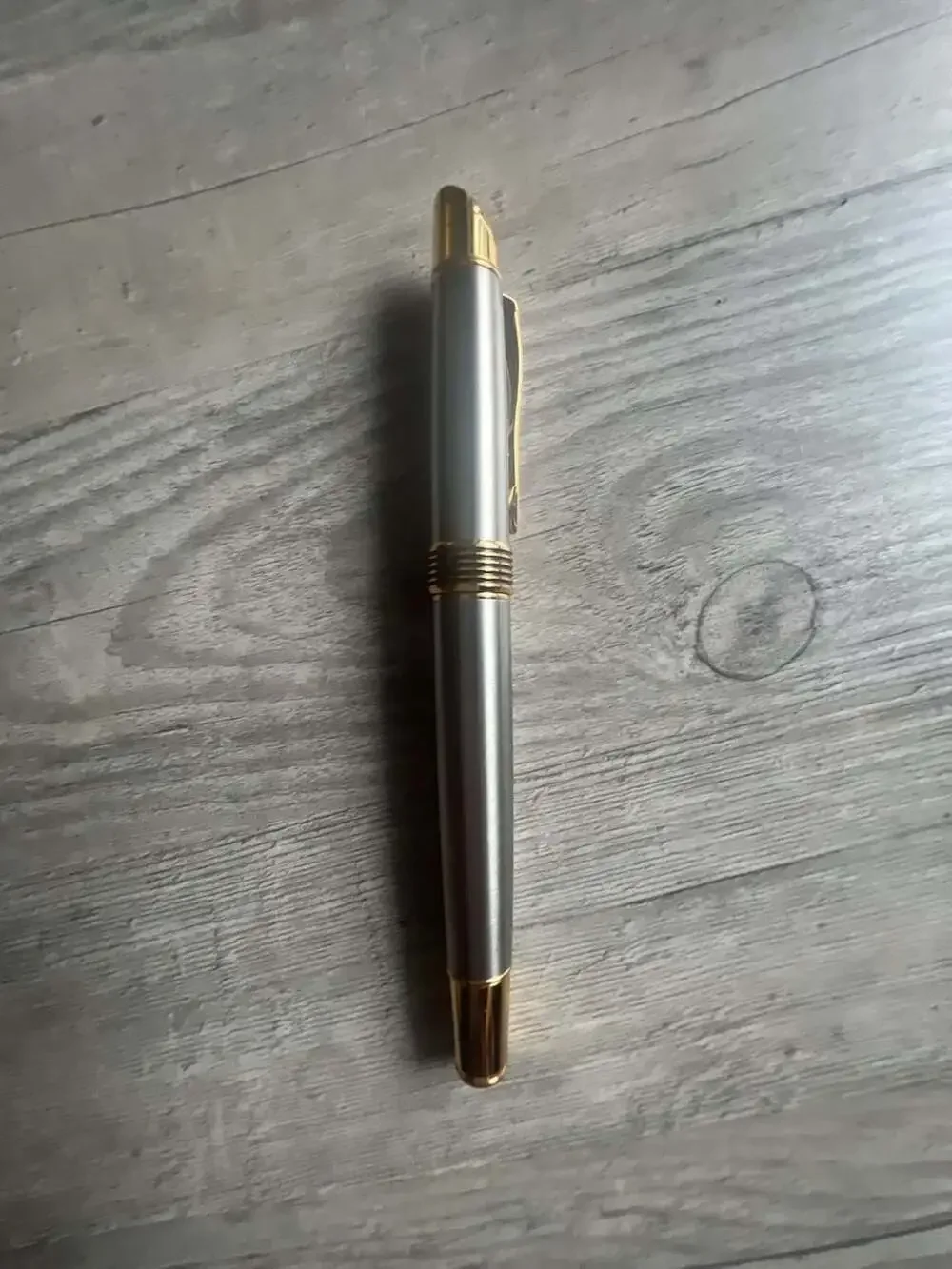 Parker IM Brushed Metal Gold Trim Rollerball Pen